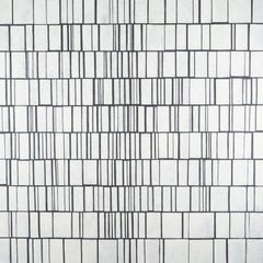 Abstract Composition - Minimalist Black and White Graphic Line Oil Painting