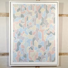 Città, Olio su tela, Pittura astratta con motivi geometrici