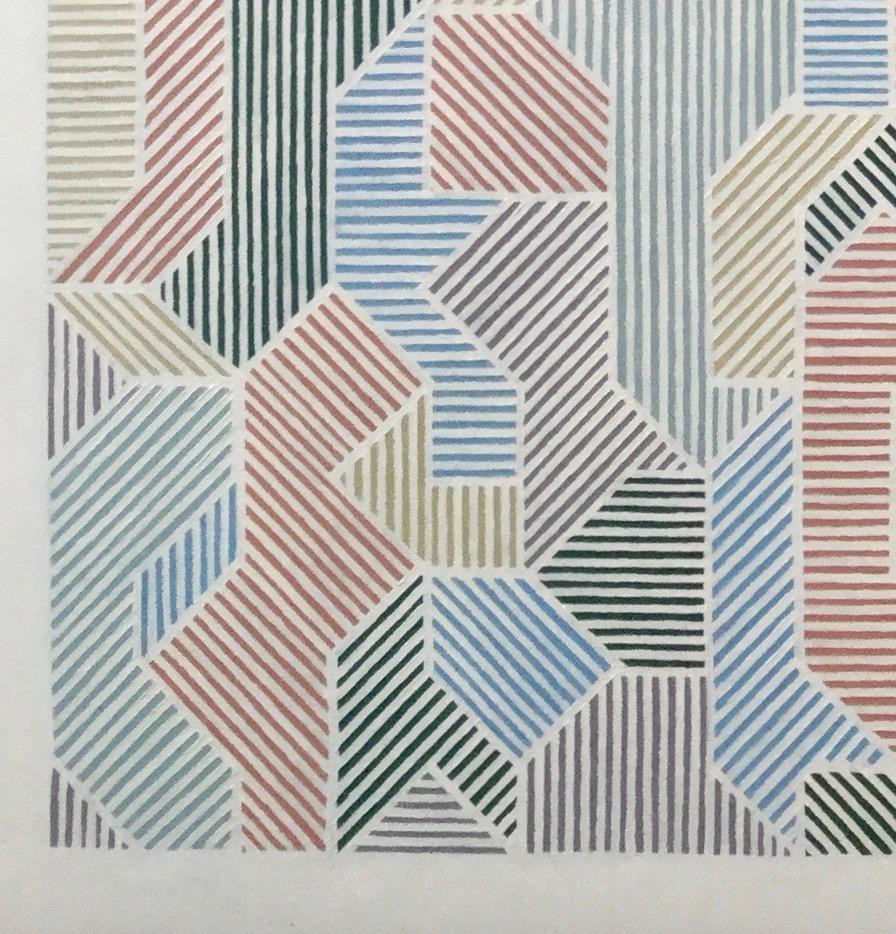Città, Olio su tela, Pittura astratta con motivi geometrici - Abstract Painting Grigio di Jon Probert