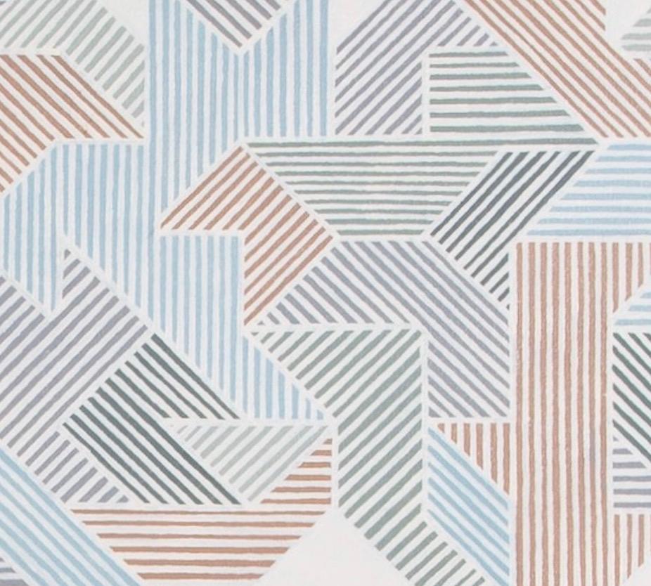 Il ritorno di Denmark Hill, Olio su tela, Pittura orizzontale con motivi geometrici in vendita 1