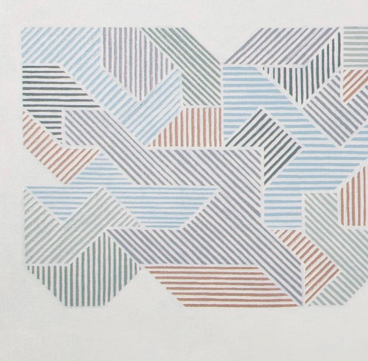 Il ritorno di Denmark Hill, Olio su tela, Pittura orizzontale con motivi geometrici in vendita 3