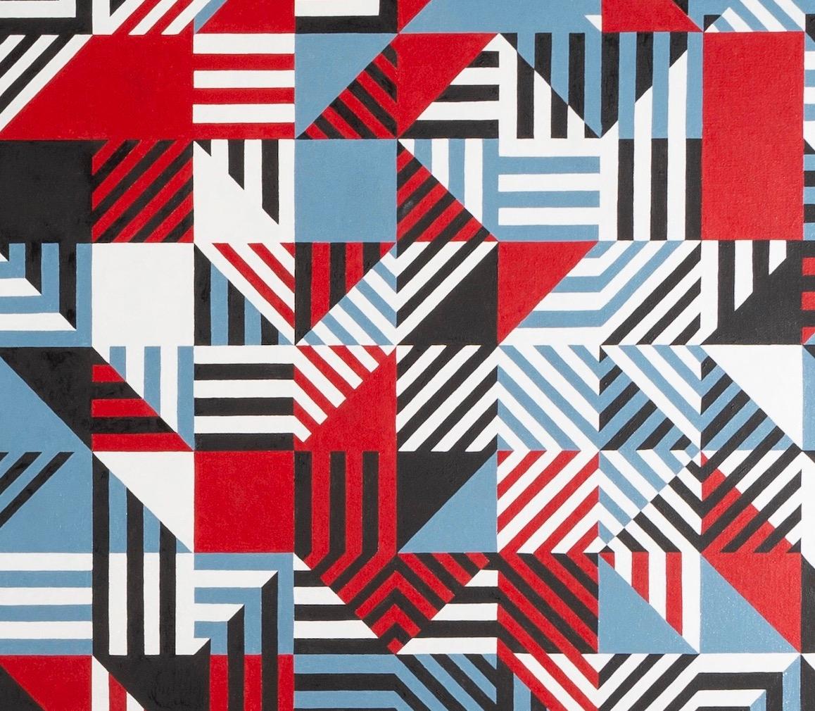 Senza titolo (Festival Hall), Olio su tela, Pittura geometrica astratta orizzontale in vendita 1