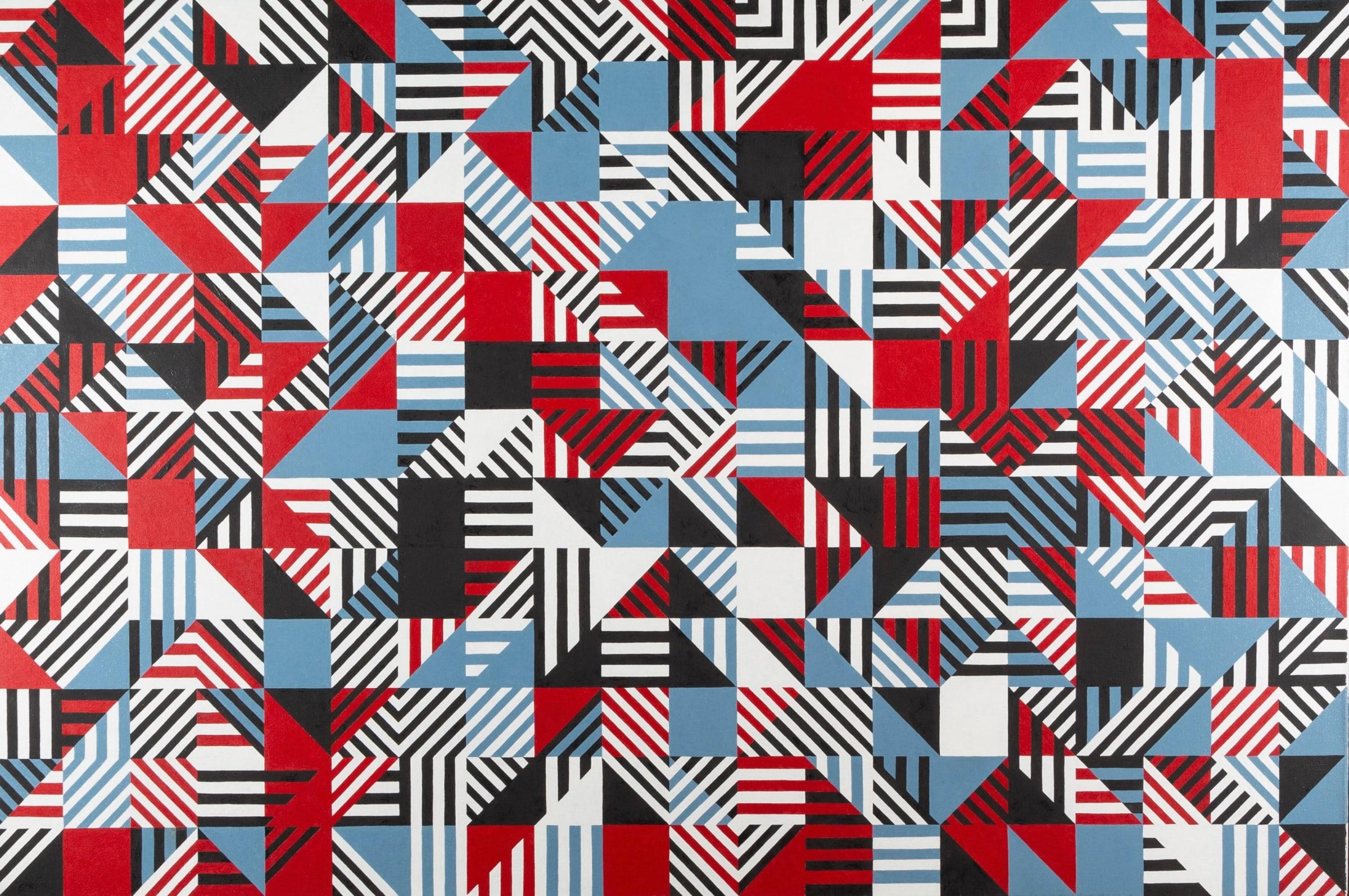 Senza titolo (Festival Hall), Olio su tela, Pittura geometrica astratta orizzontale - Painting di Jon Probert