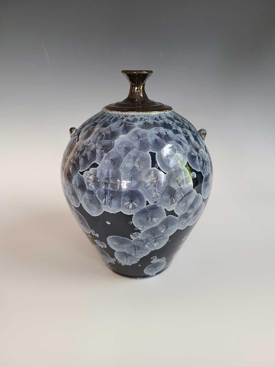 "Princess Iris, " Abstract Crystalline Glazed, Porcelain Vase - Mixed Media Art by Jon Puzzuoli