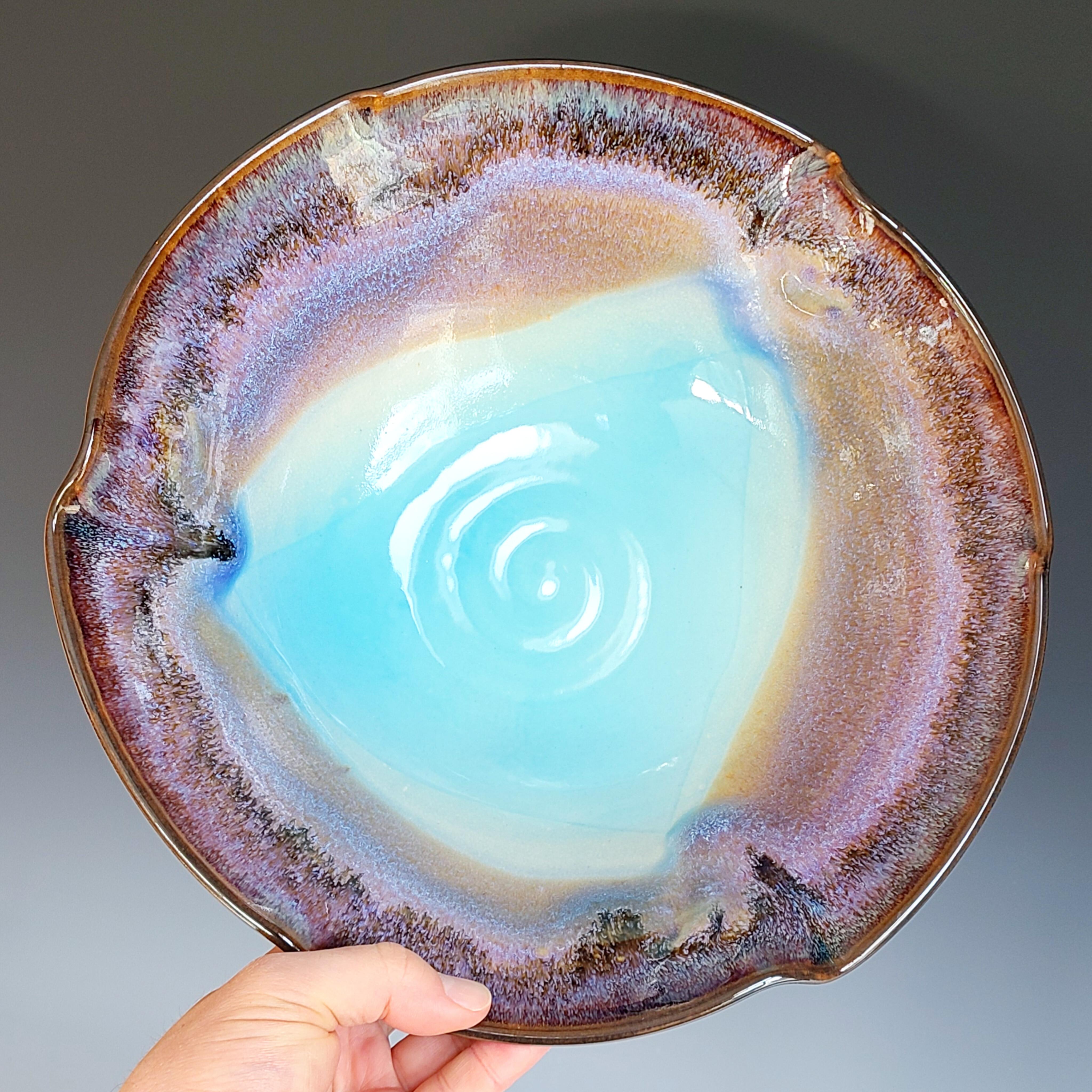 Jon Puzzuoli Abstract Sculpture - "Abalone 1" Multicolored Stoneware Serving Bowl