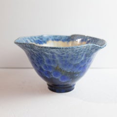 Blue and Creme Ceramic Serving Bowl