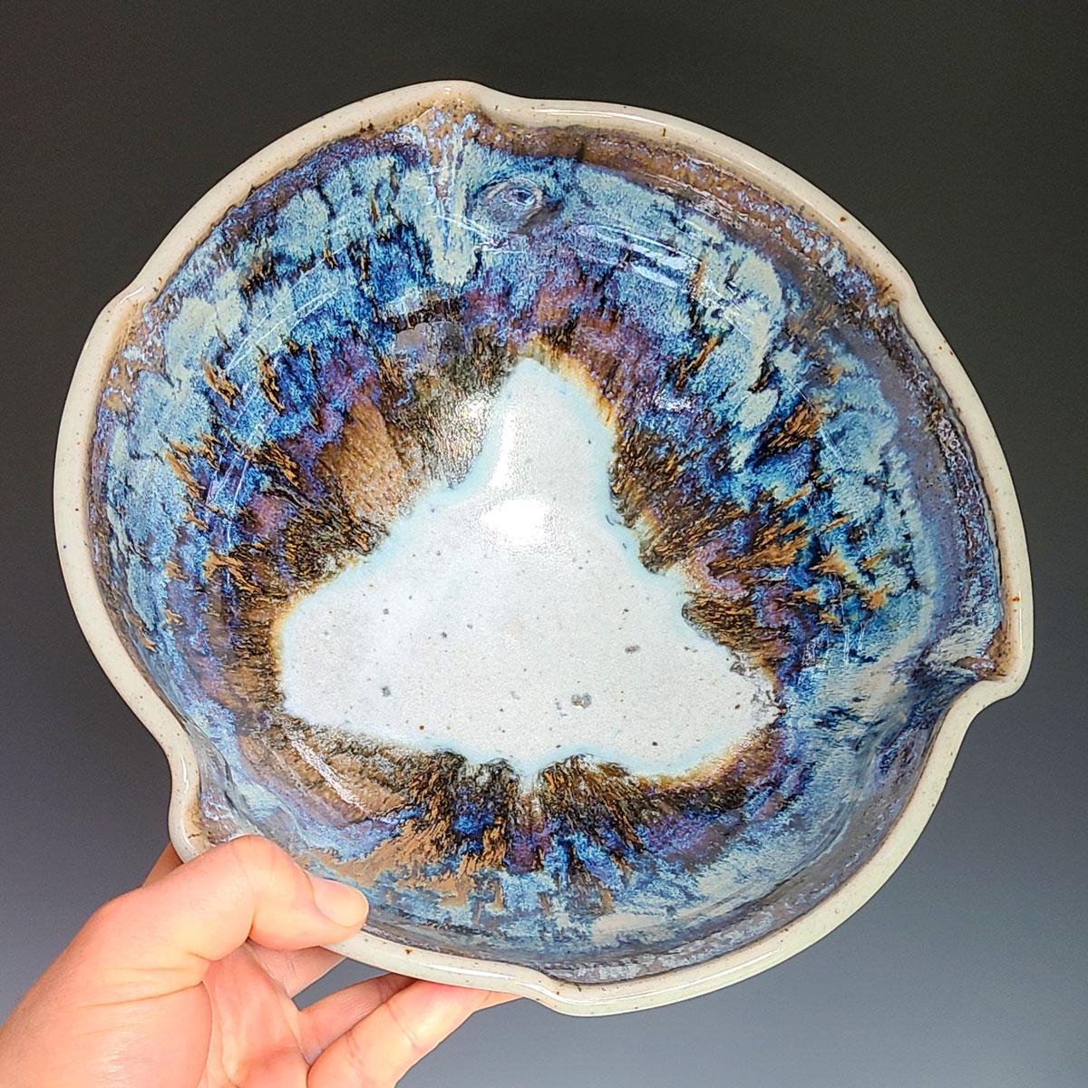 Blue Stoneware Serving Bowl - Sculpture by Jon Puzzuoli