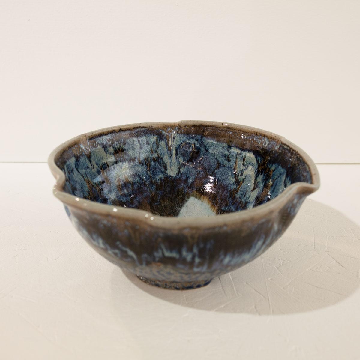 Blue Stoneware Serving Bowl - Abstract Sculpture by Jon Puzzuoli
