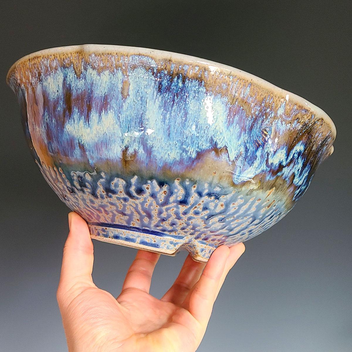 Jon Puzzuoli Abstract Sculpture - Blue Stoneware Serving Bowl