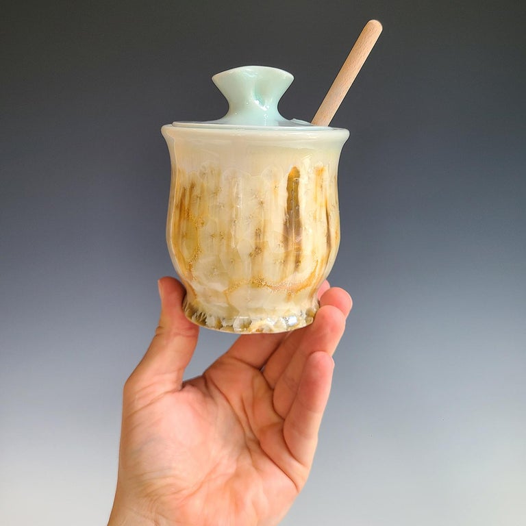 Jon Puzzuoli Crystalline Glazed Ceramic Honey Pot For Sale at 1stDibs