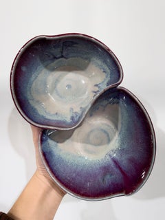 "Dip Bowl (Maroon), " Abstract Porcelain Bowl Set