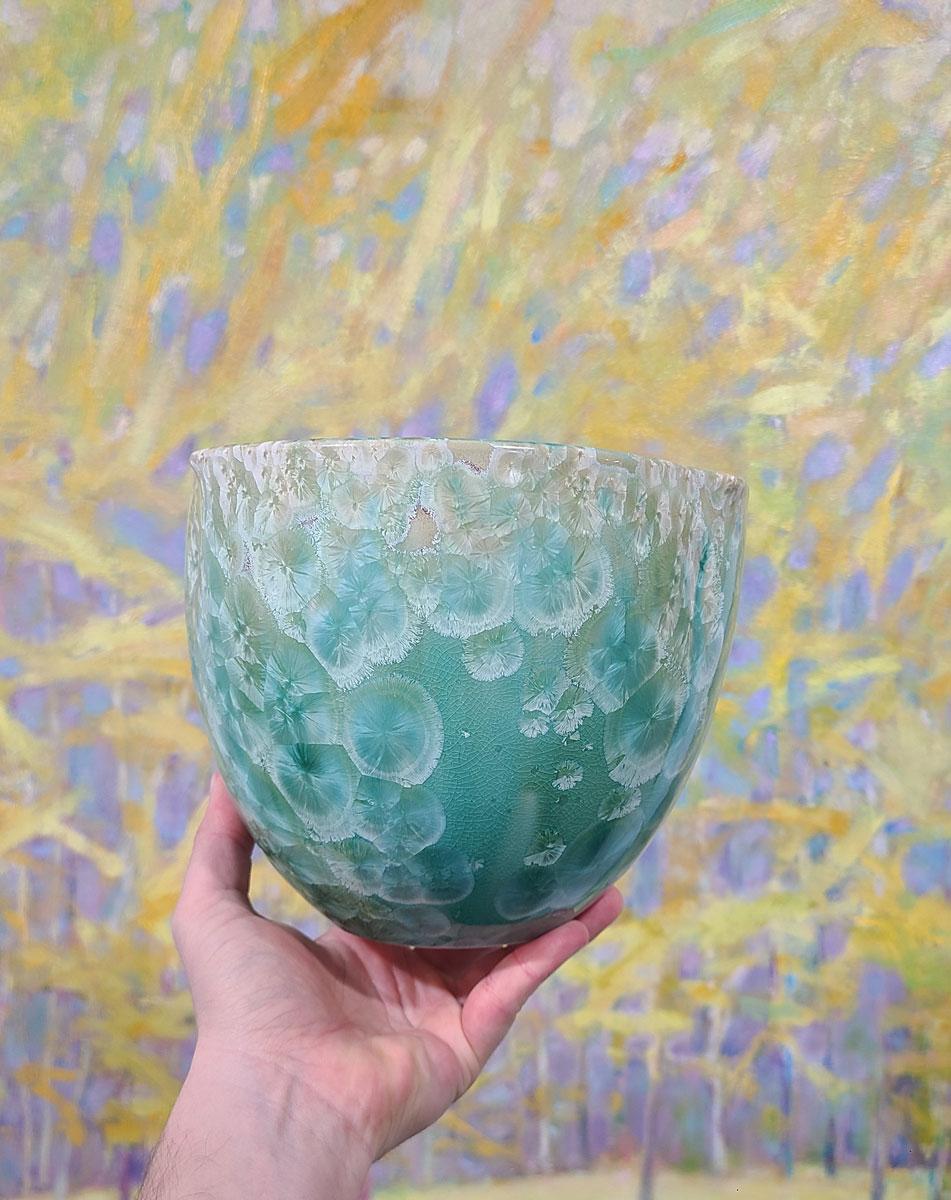 Green Porcelain Bowl - Abstract Sculpture by Jon Puzzuoli