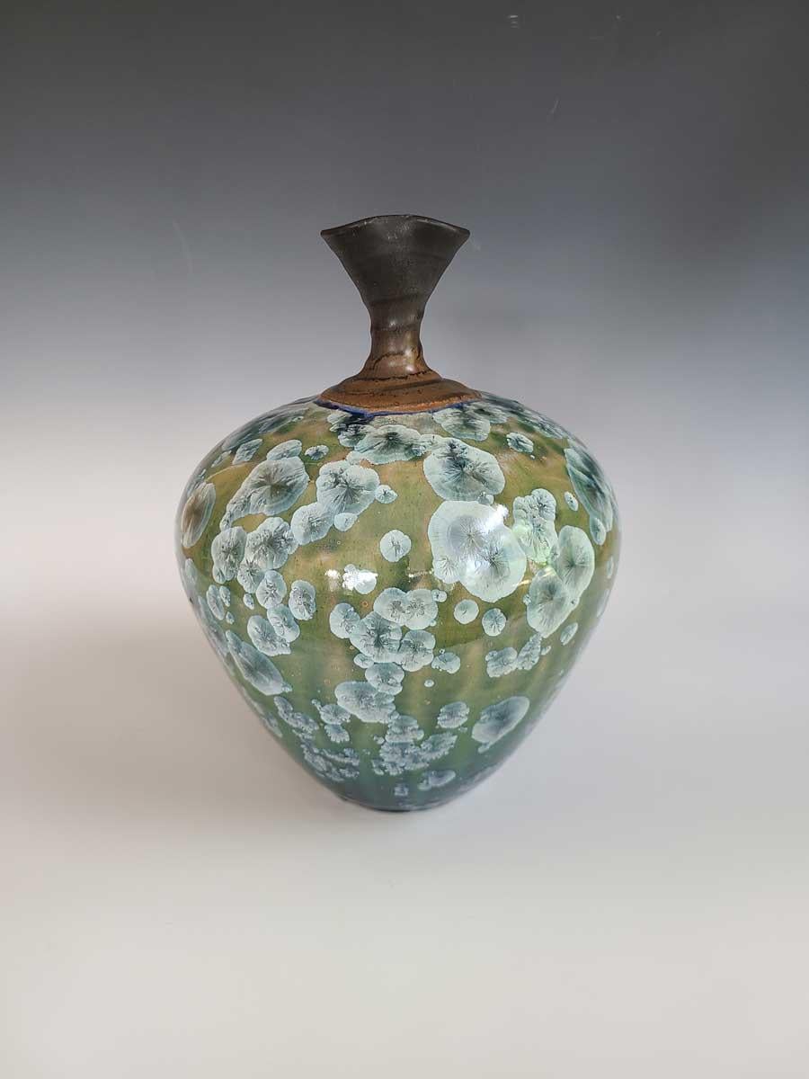 Jon Puzzuoli Abstract Sculpture - "Queen Amelia, " Abstract Crystalline Glaze, Porcelain Vase