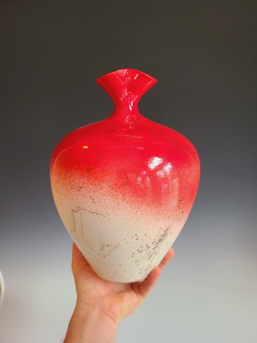 Jon Puzzuoli Abstract Sculpture - "Queen Sahara, " Abstract Porcelain Vase 