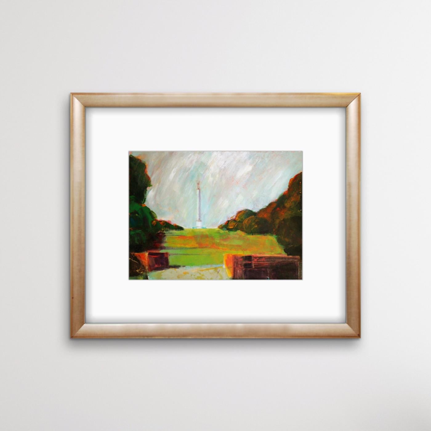 Blenheim - View to the Monument by Jon Rowland, Original painting, Art on Paper - Abstract Painting by Jon Rowland 