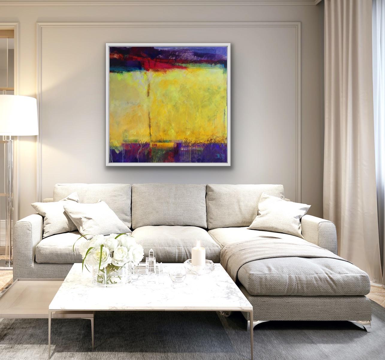 Burned Gold was the Colour, Abstract expressionist, Bright Bold Statement Art  - Painting by Jon Rowland 