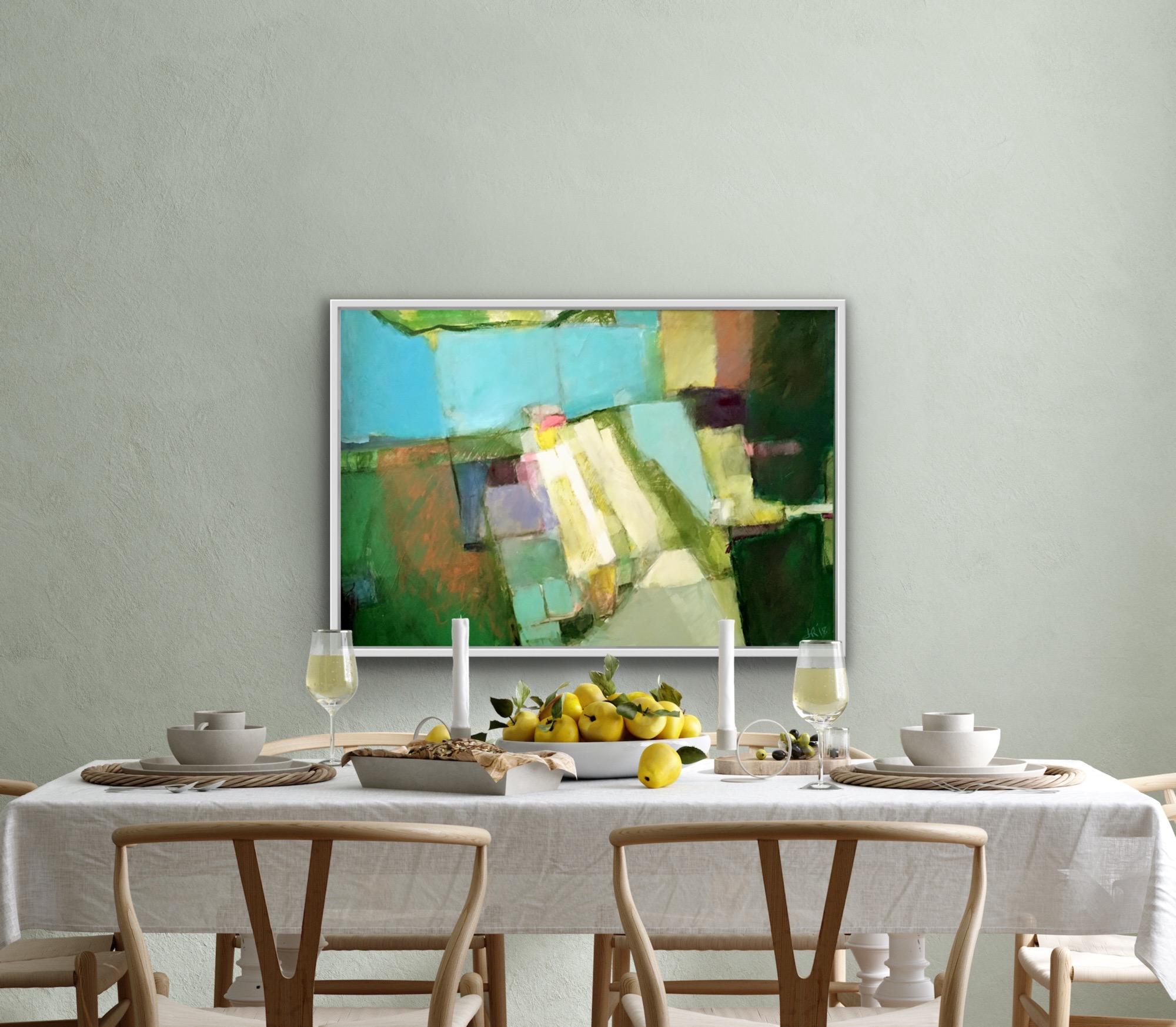 Paxos - Unititled Green by Jon Rowland, original, abstract, landscape  - Painting by Jon Rowland 