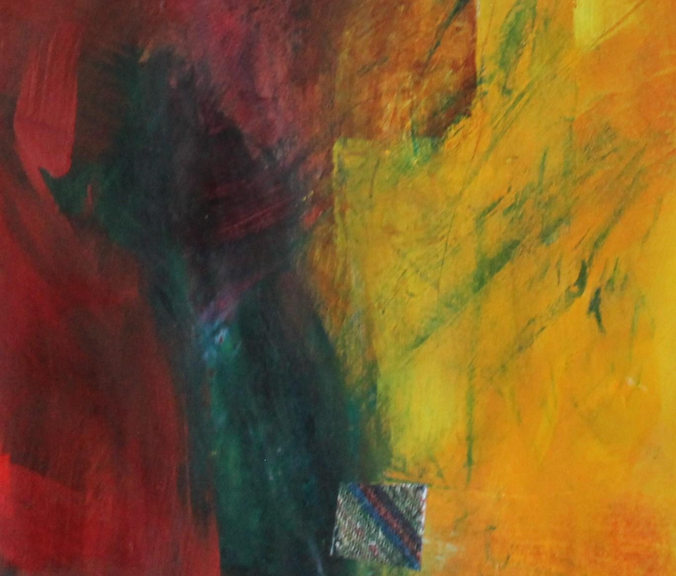 Prism de John Rowland, art abstrait, expressionnisme abstrait, peinture gestuelle - Rouge Landscape Painting par Jon Rowland 