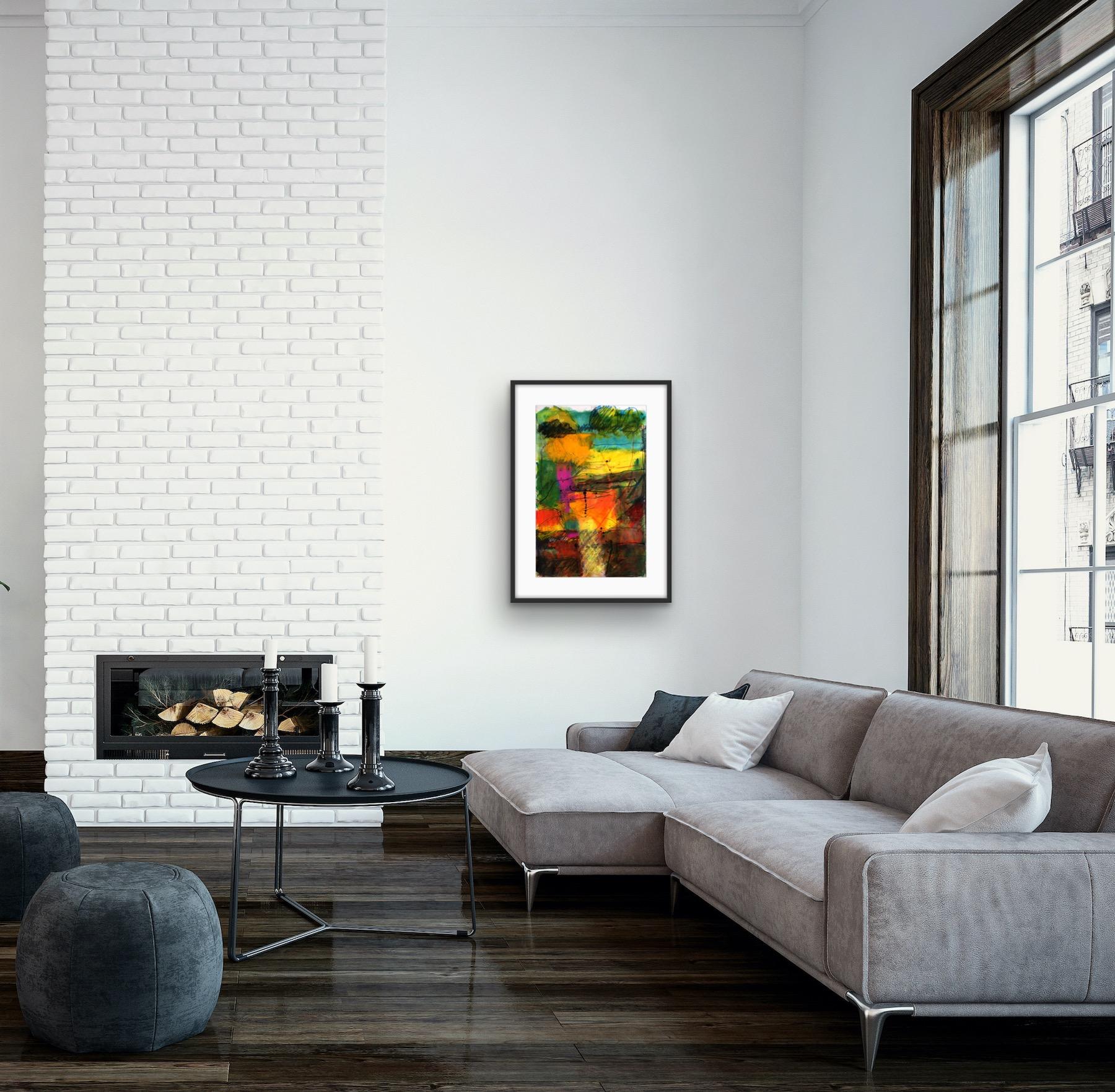 Summer Shadows by Jon Rowland, Abstract, Expressionist, Original painting - Brown Abstract Painting by Jon Rowland 