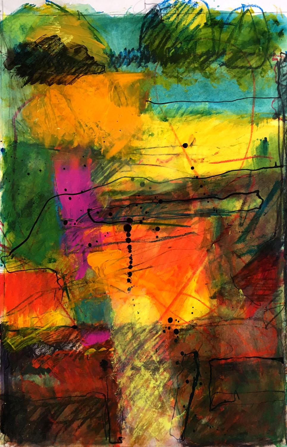 Jon Rowland  Abstract Painting - Summer Shadows by Jon Rowland, Abstract, Expressionist, Original painting