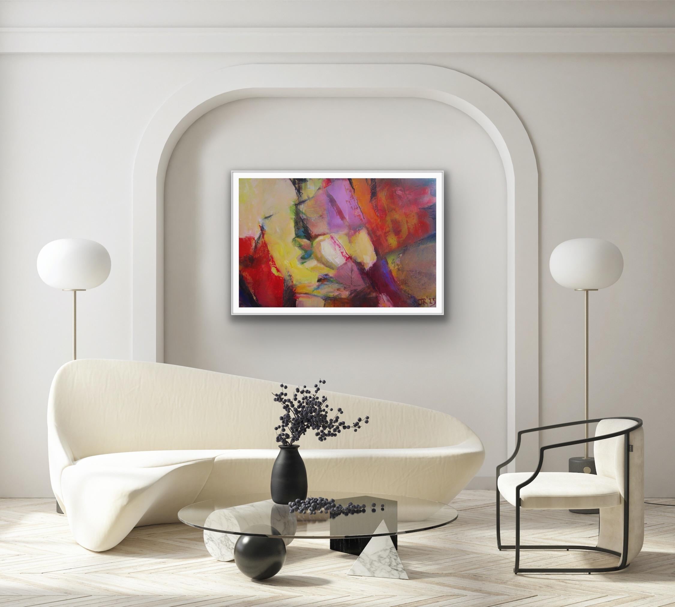 Untitled - Hot Rocks, original painting, abstract art - Brown Landscape Painting by Jon Rowland