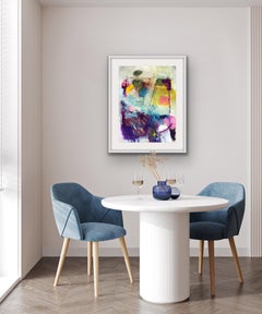 Distance Lends Enchantment, Abstract Purple Yellow Green Pink Art, Contemporary