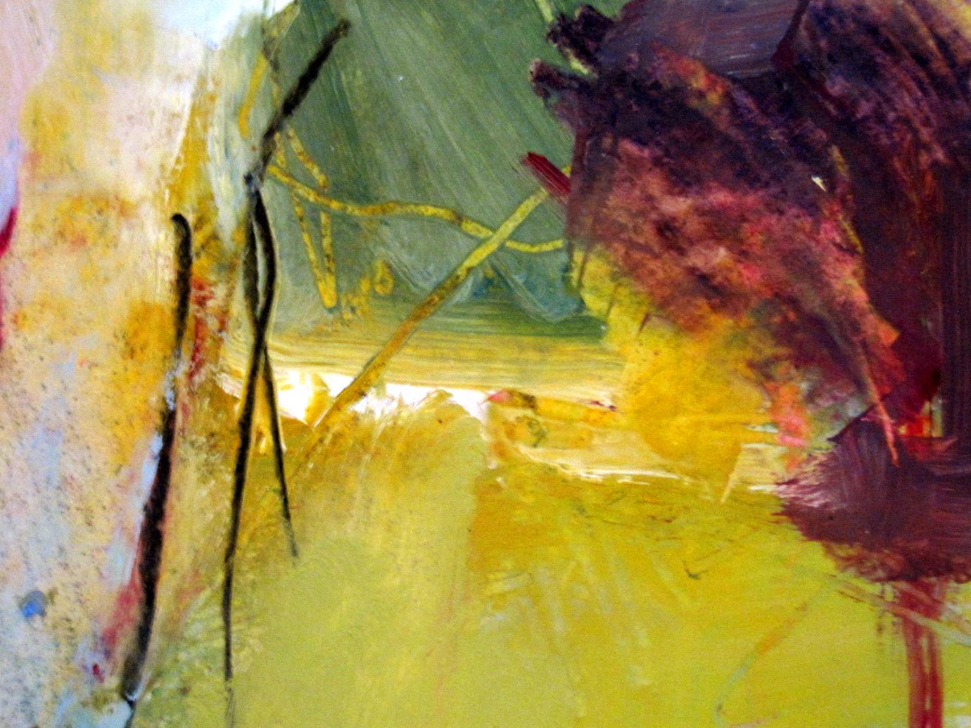 Distance Lends Enchantment, Abstract Purple Yellow Green Pink Art, Contemporary  For Sale 1