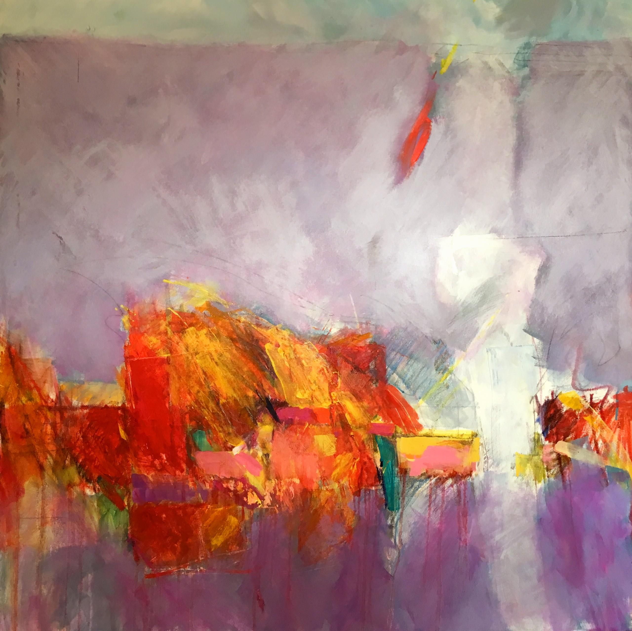 Dusk von Jon Rowland, abstrakter Expressionist, zeitgenössischer Maler, Landschaft  im Angebot 2