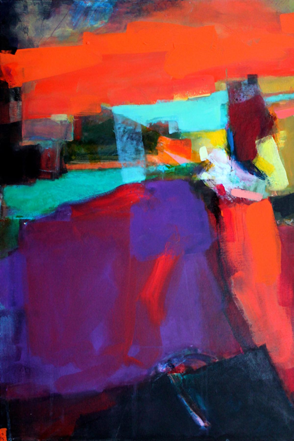 Jon Rowland: Harbour Entry.
Original and hand signed by the artist 

Acrylic on canvas: unframed

Size: H:75cm cm x W:50cm cm

This is one of a series of pictures that Jon recently painted in Venice. This is an abstracted view of one of the historic