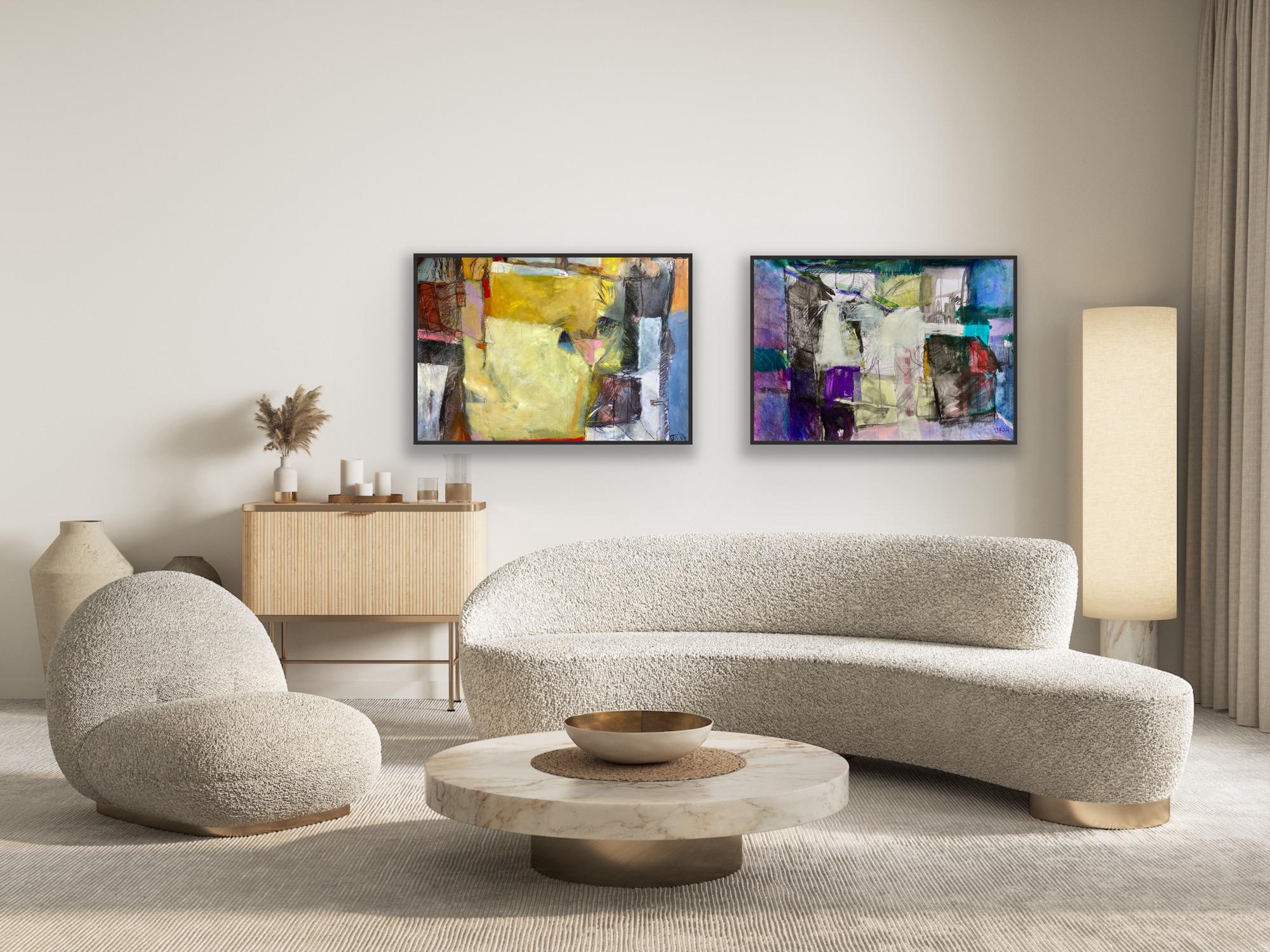 In My Head - In My Room and Approaching Calm Diptychon, Originalgemälde – Painting von Jon Rowland