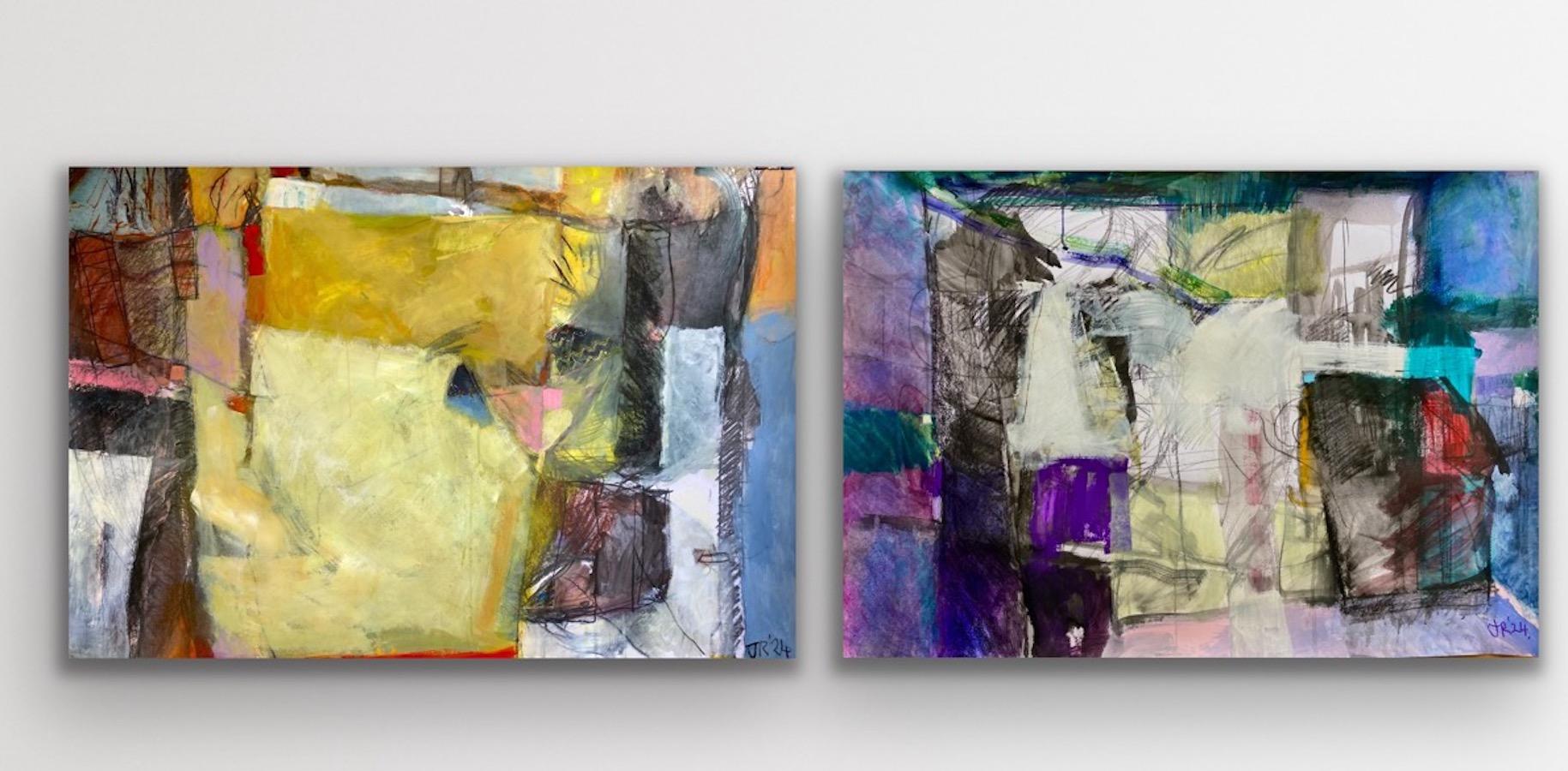 Jon Rowland Abstract Painting – In My Head - In My Room and Approaching Calm Diptychon, Originalgemälde