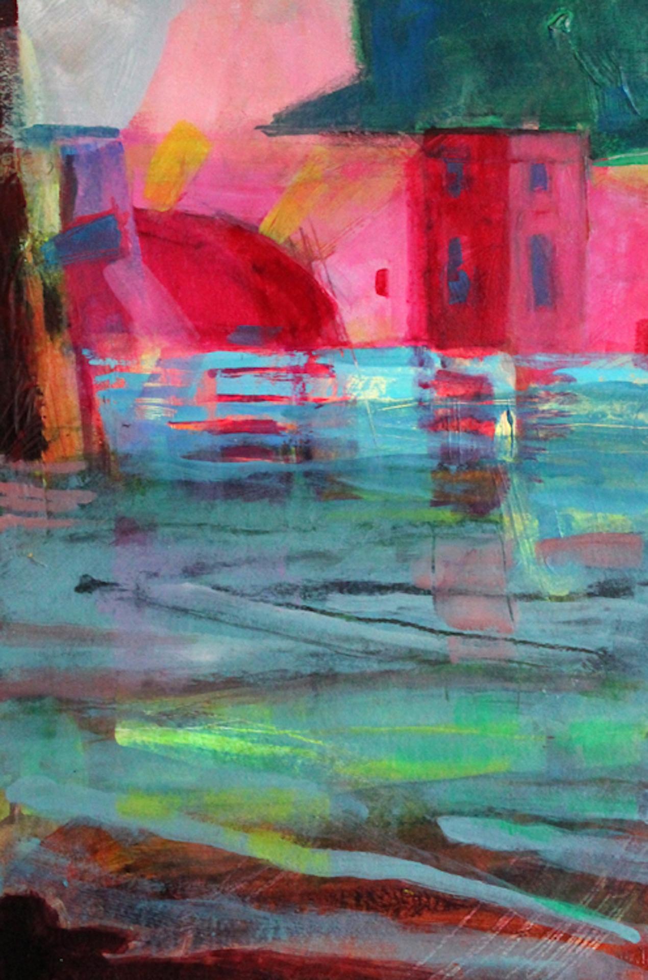 Jon Rowland, Bleheim - View to the Bridge, Original Abstract Painting, Bright