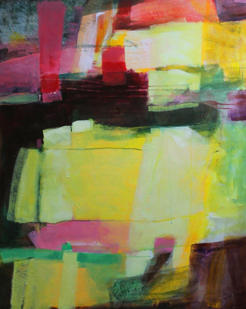 Jon Rowland Landscape Painting - Kerala 1, colourful abstract art