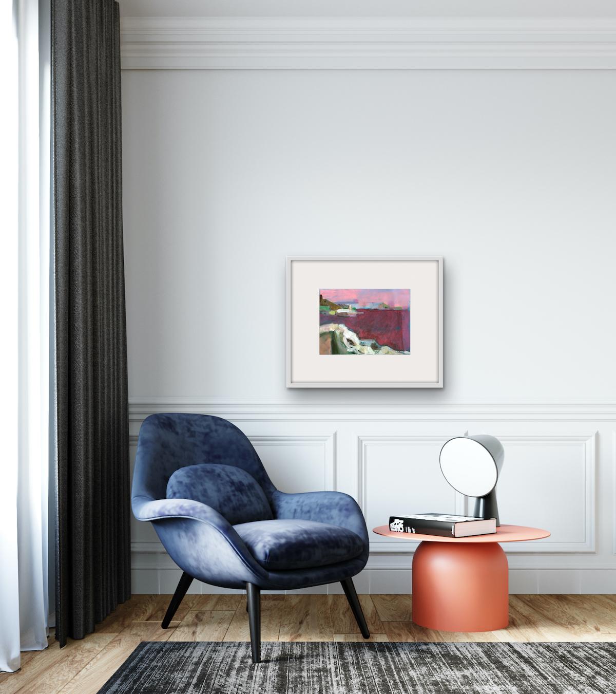 Le coucher de soleil en bord de lac par Jon Rowland, art abstrait contemporain, peinture originale en vente 1