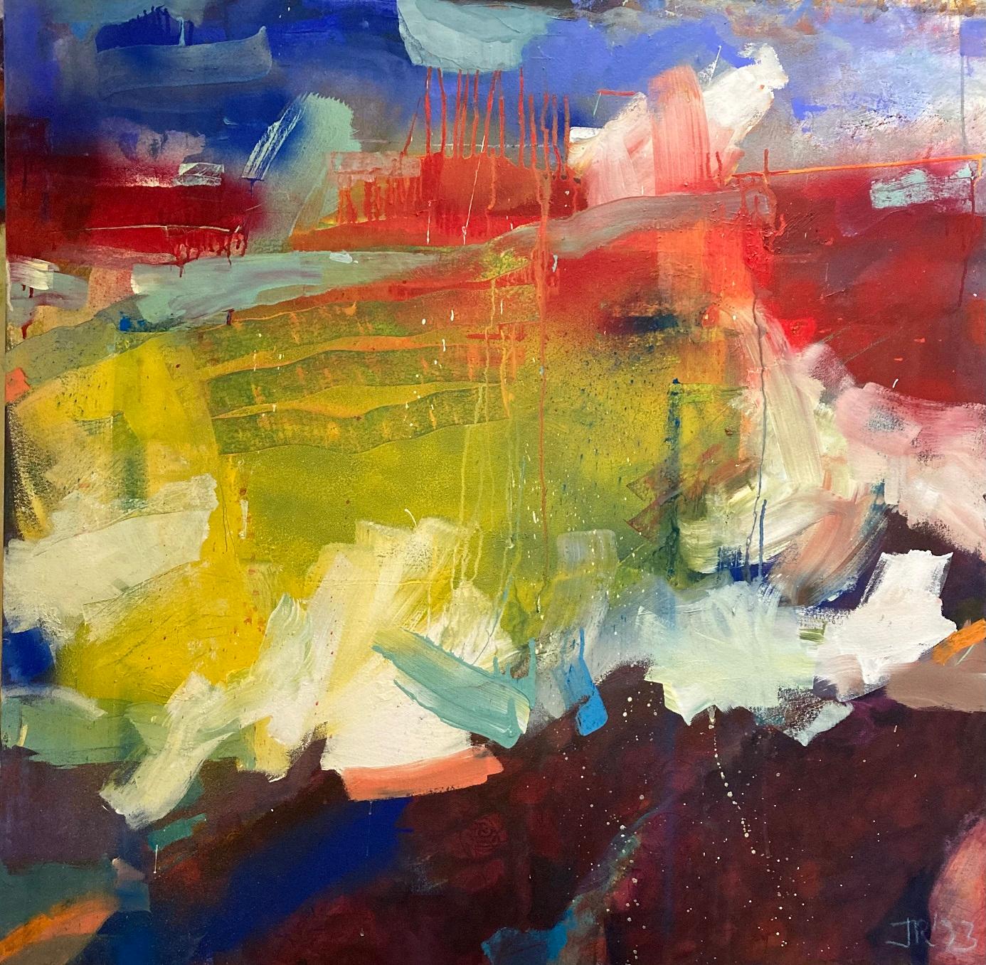 Ola de pasión, Pintura original, Arte abstracto, Técnica mixta, Colorido - Painting Abstracto de Jon Rowland