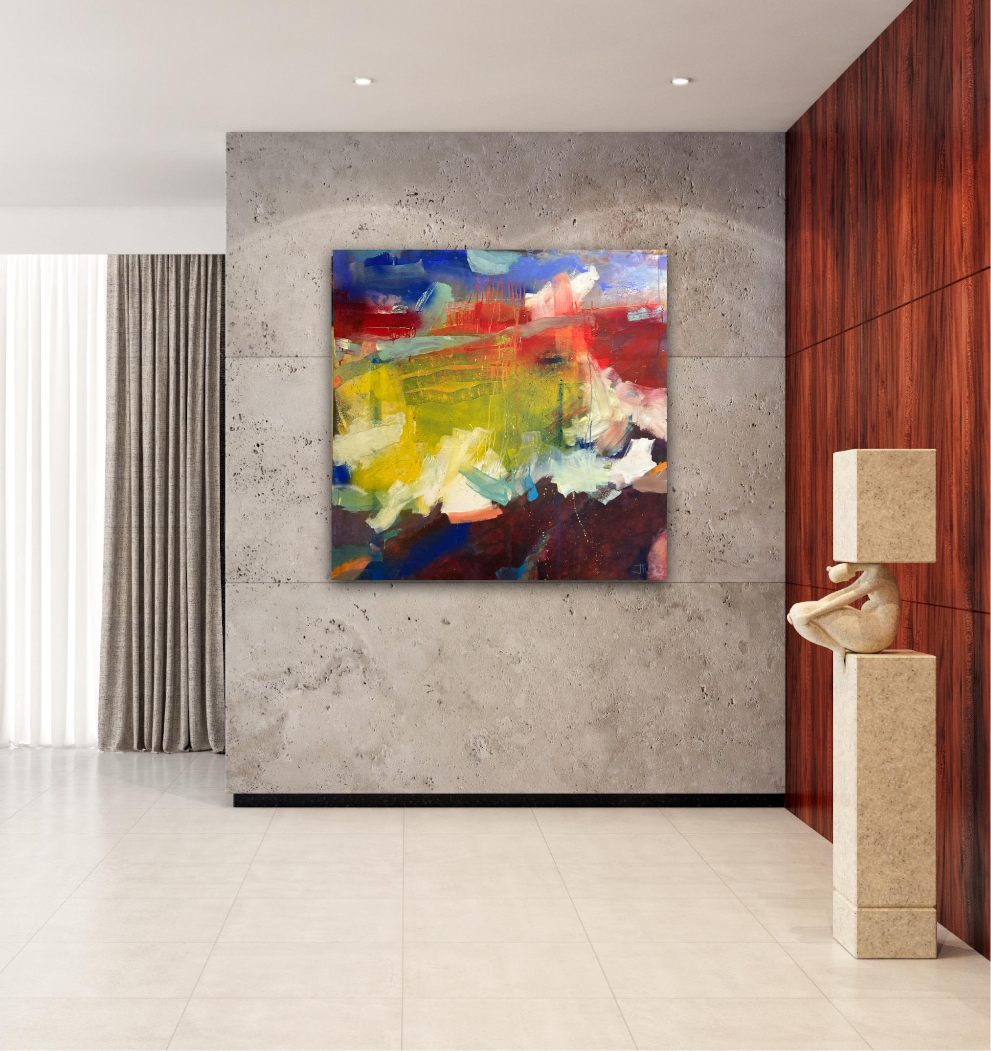 Ola de pasión, Pintura original, Arte abstracto, Técnica mixta, Colorido en venta 3