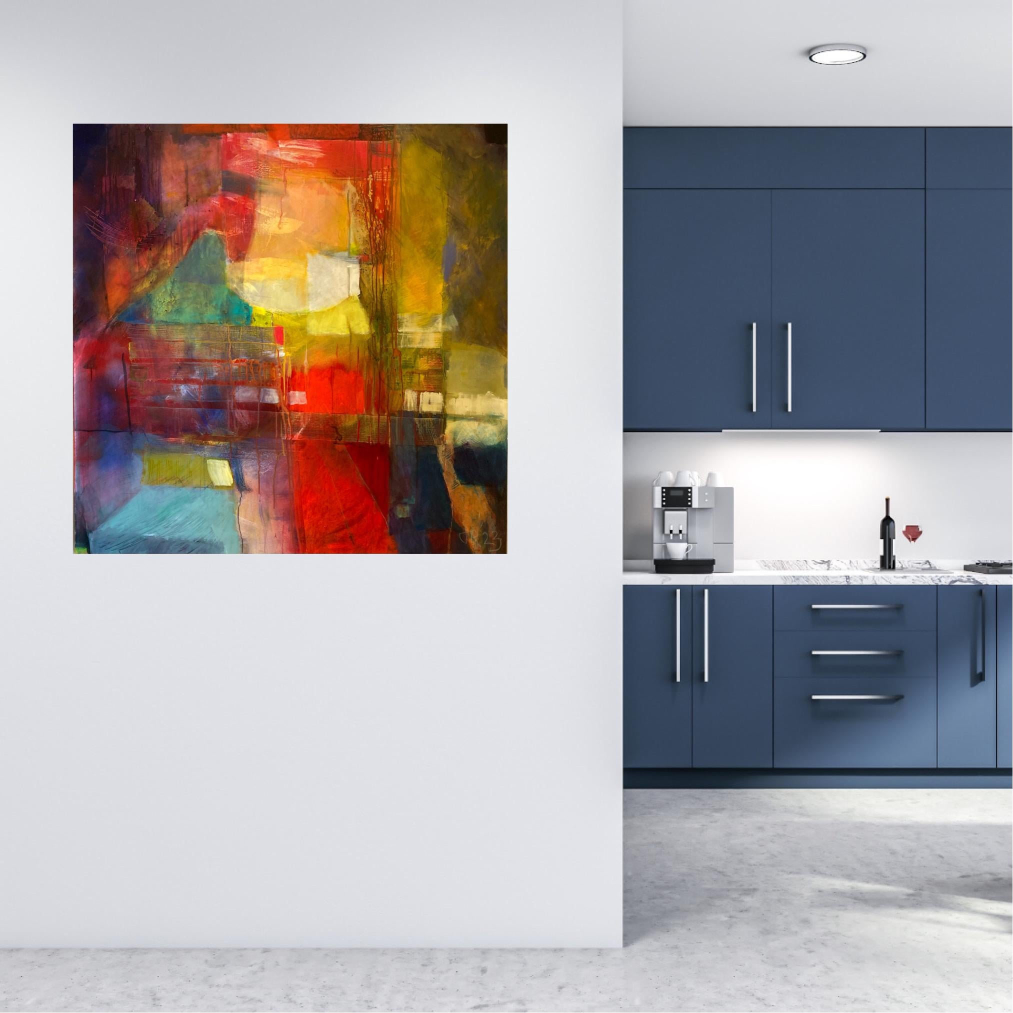 Onda della passione, Pittura originale, Astratto, Paesaggio, Tecnica mista - Abstract Painting Marrone di Jon Rowland