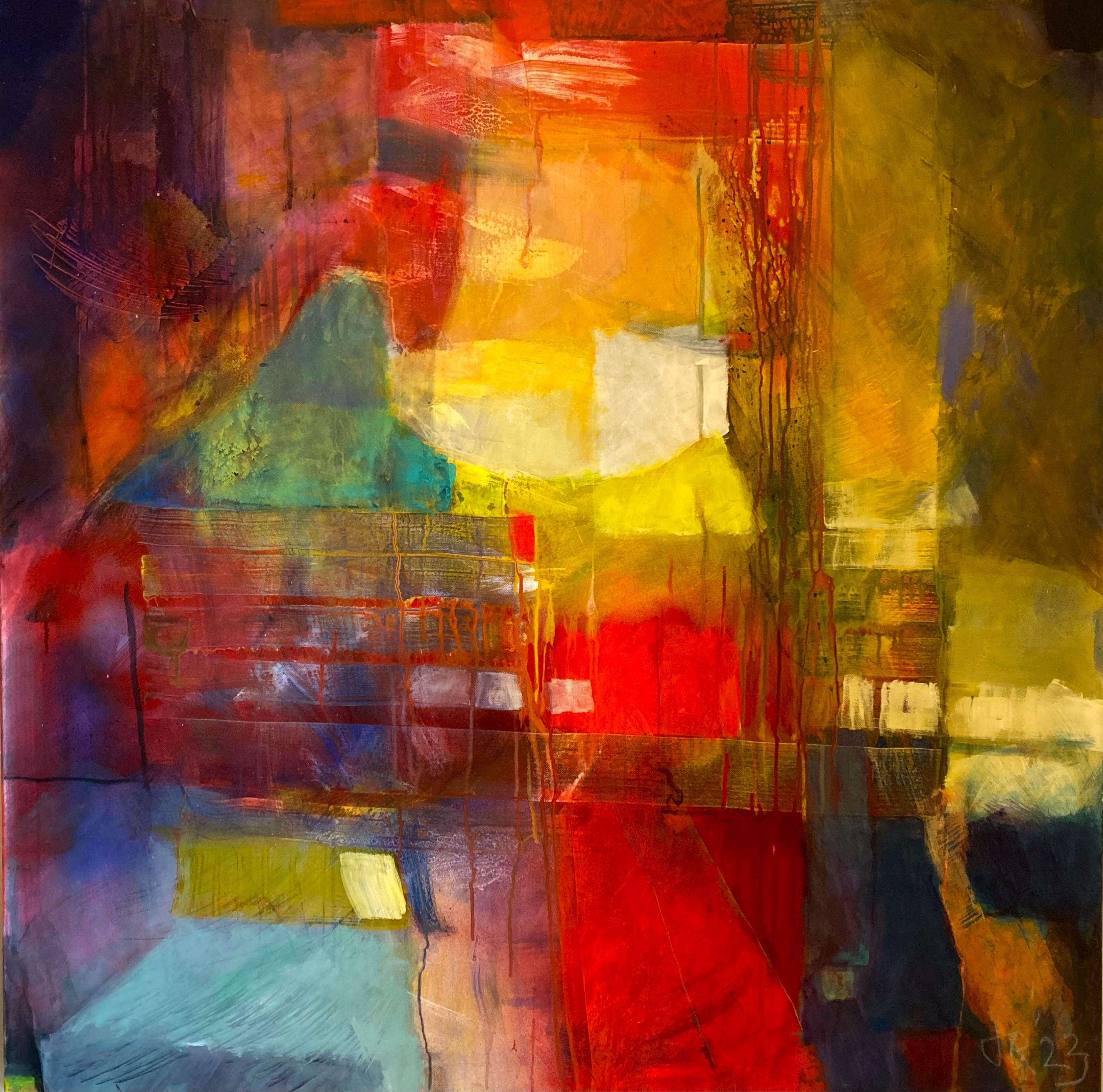 Liberazione, Pittura originale, Astratto, Paesaggio, Tecnica mista in vendita 6