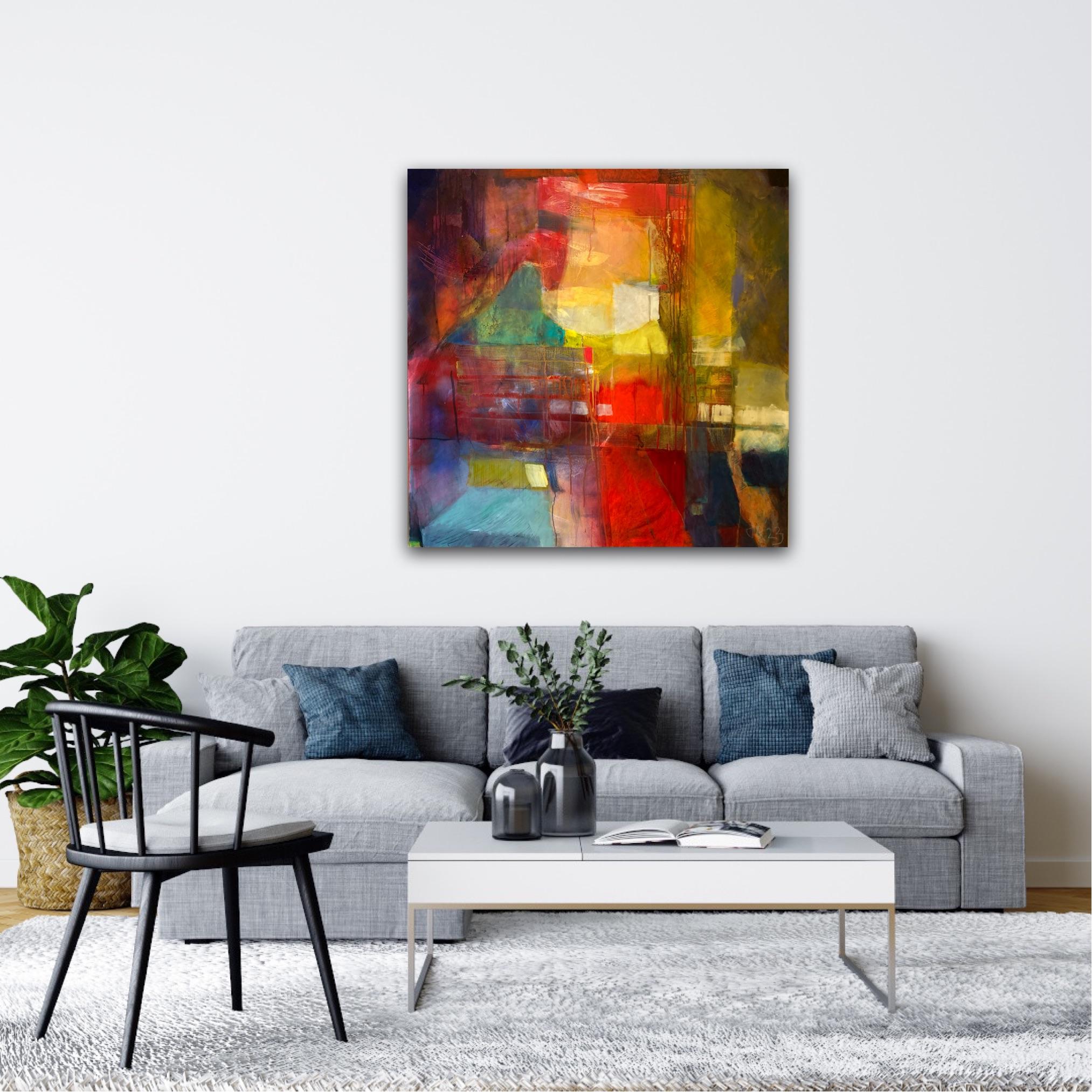 Liberazione, Pittura originale, Astratto, Paesaggio, Tecnica mista in vendita 9