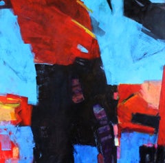 Used Serenissima - Untitled, Blue and Red Abstract Painting, Abstract Venice Art