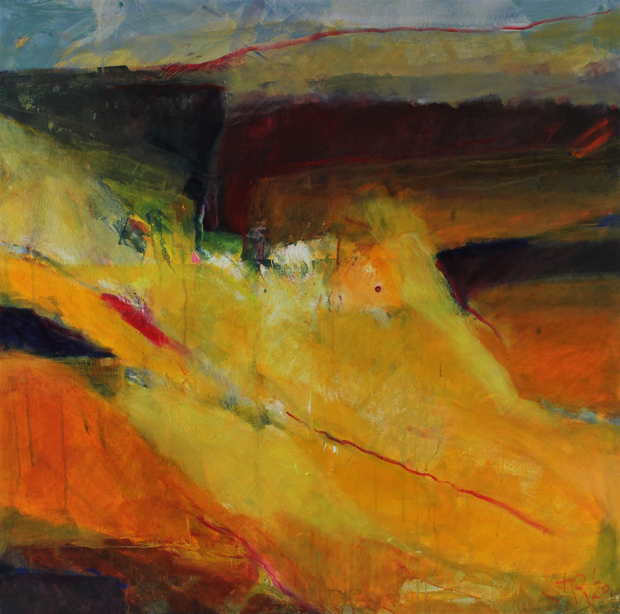 Abstract Painting di Jon Rowland - Il deserto si rallegra, pittura astratta di paesaggio in campo cromatico, arte del deserto