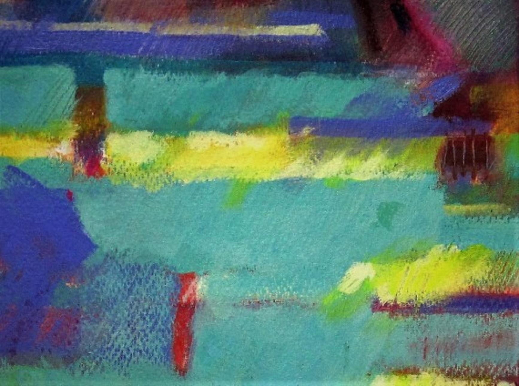Through The Spring Window – 2, Original landscape painting, abstract painting - Abstract Painting by Jon Rowland
