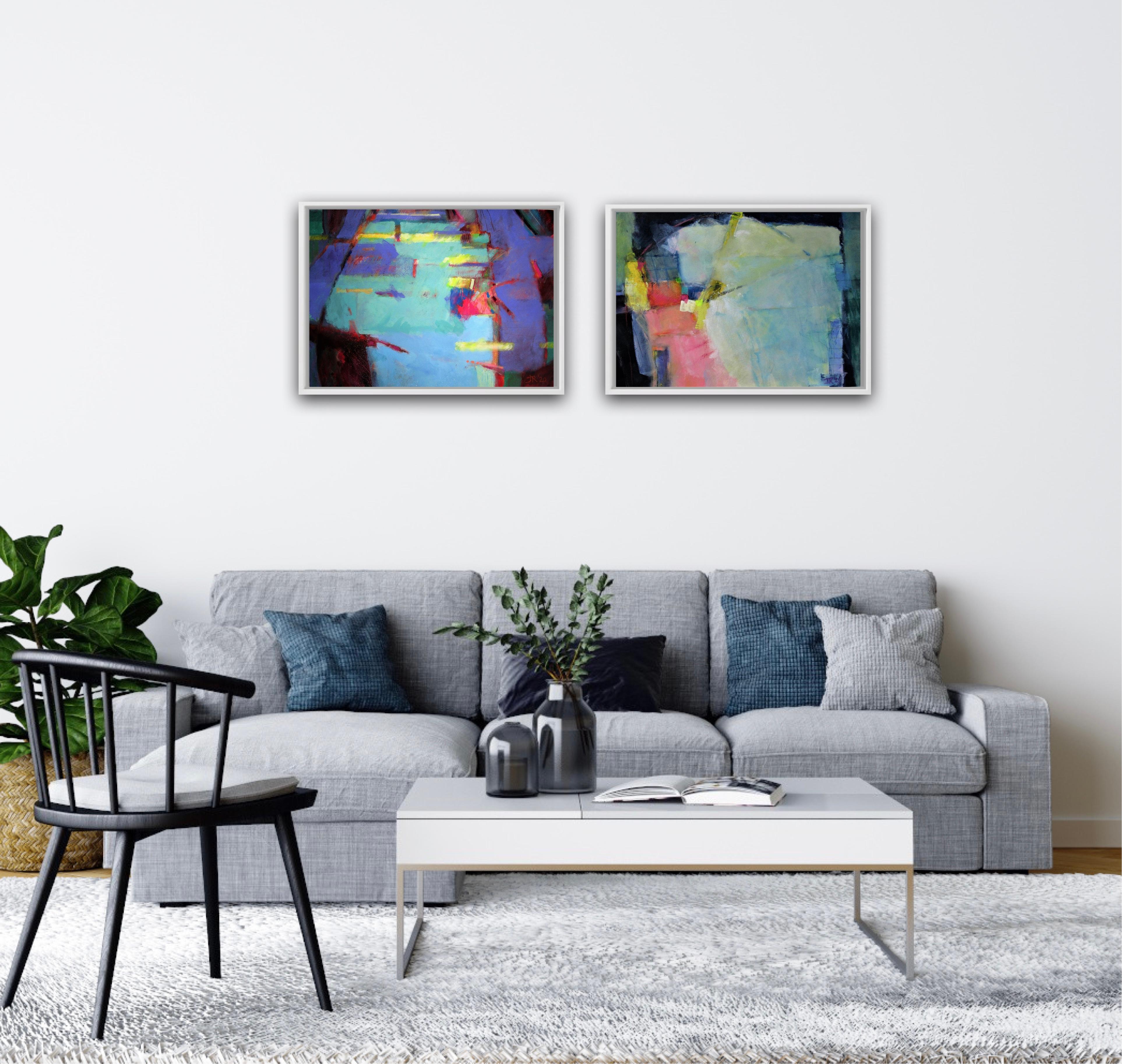 Attraverso la finestra di primavera e il dittico Carmargue - Landscape Painting Grigio di Jon Rowland