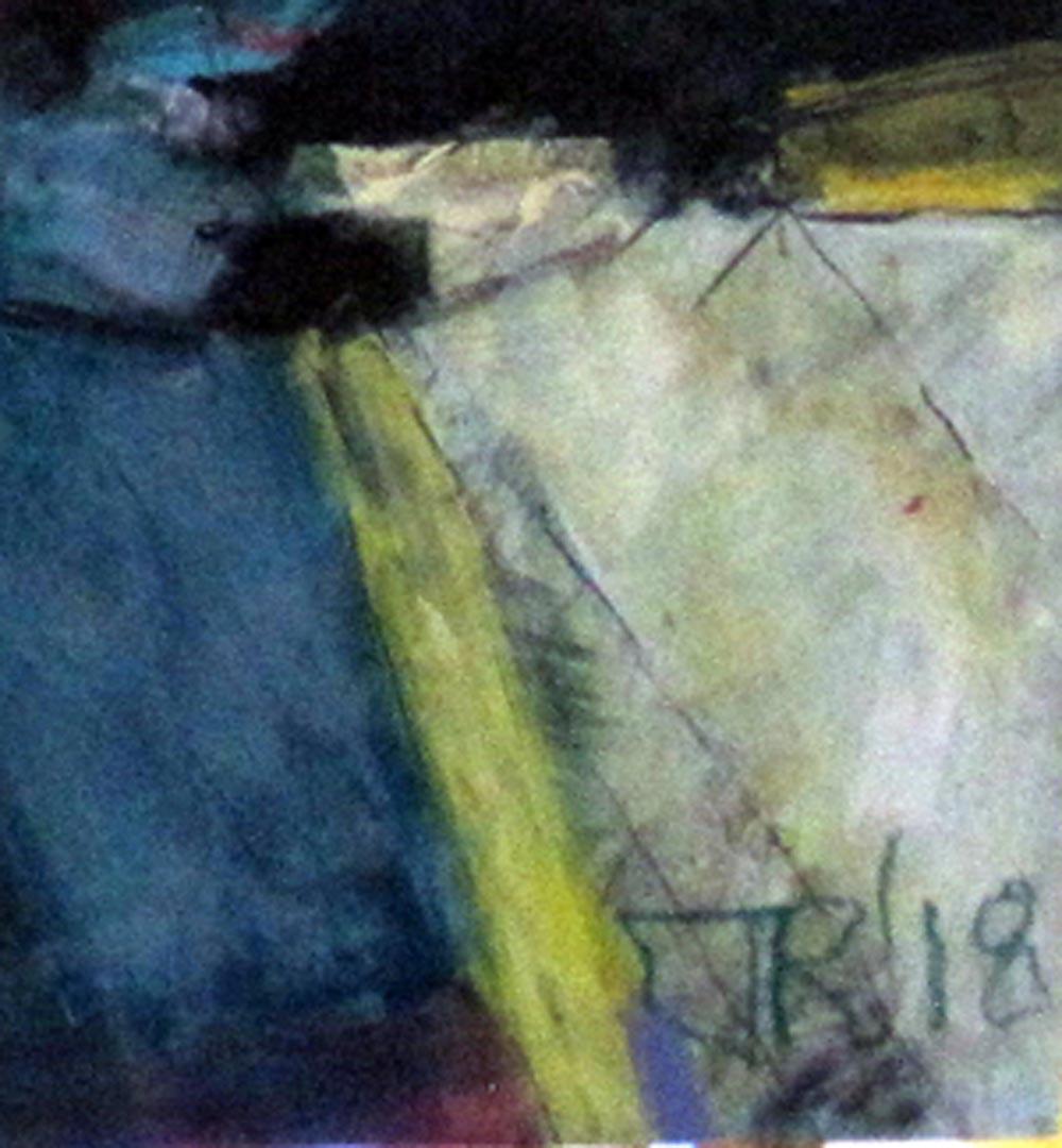 Paxos #4 - große blaue abstrakte expressionistische Landschaft, gelb, rosa, ohne Titel  im Angebot 1