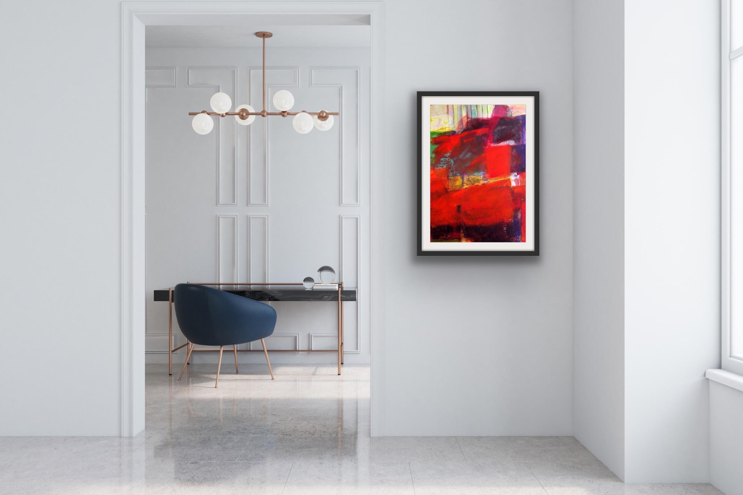 Bosque Moteado, Arte Abstracto Original, Arte Rojo y Morado, Arte Contemporáneo en venta 6