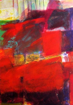 Woodland Dapple, Art abstrait original, Art rouge et violet, Art contemporain