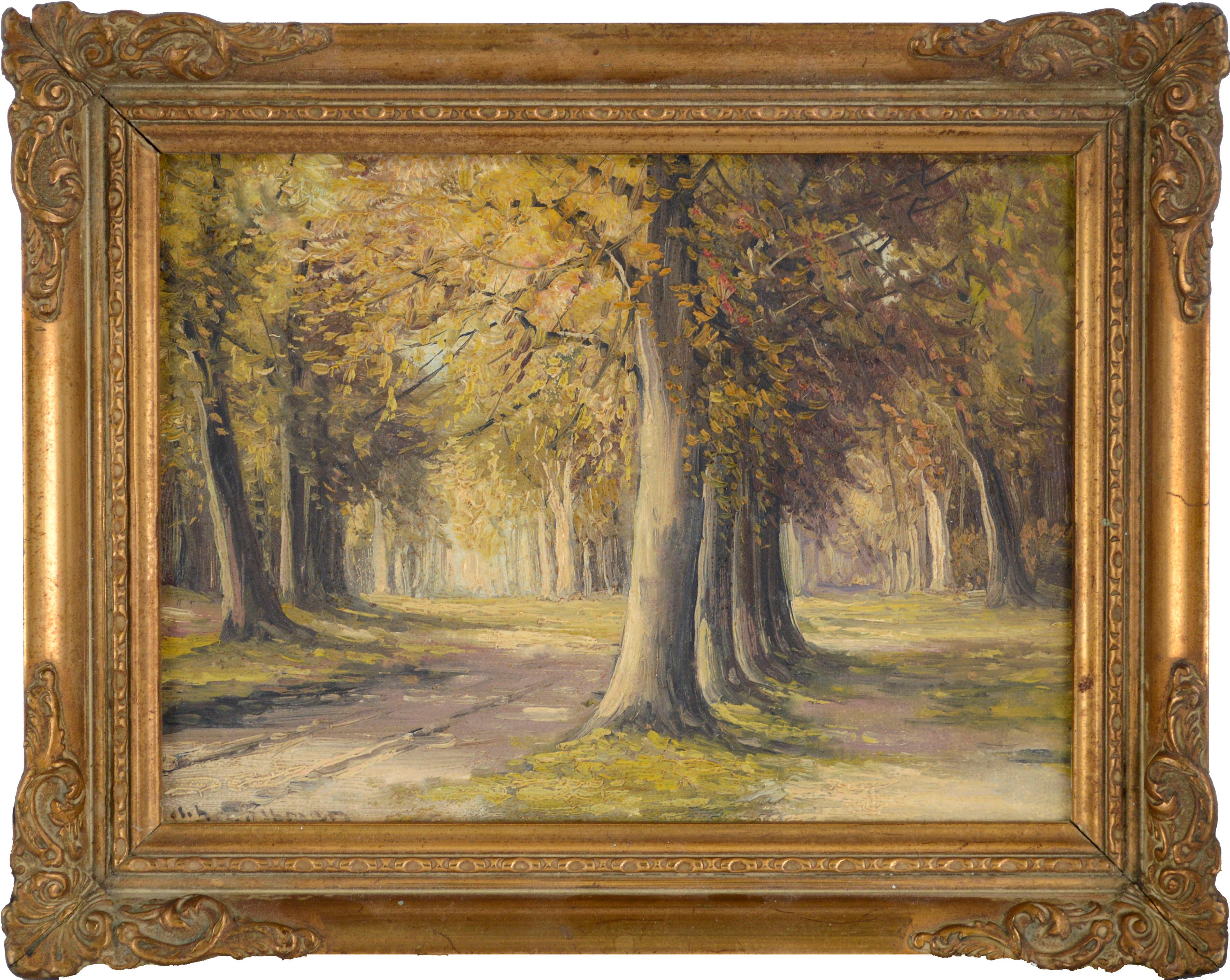 Jon Selbman Landscape Painting - Mid Century Stately Oaks Landscape 