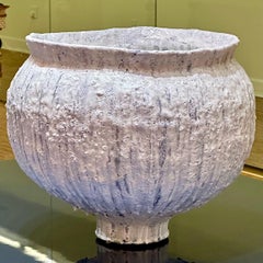 Jon Tierney, Contemporary, Large Modern Moon Jar, Glazed Ceramic, White and Blue