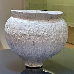 Jon Tierney, Contemporary, Large Modern Moon Jar, Glazed Ceramic, White and Blue