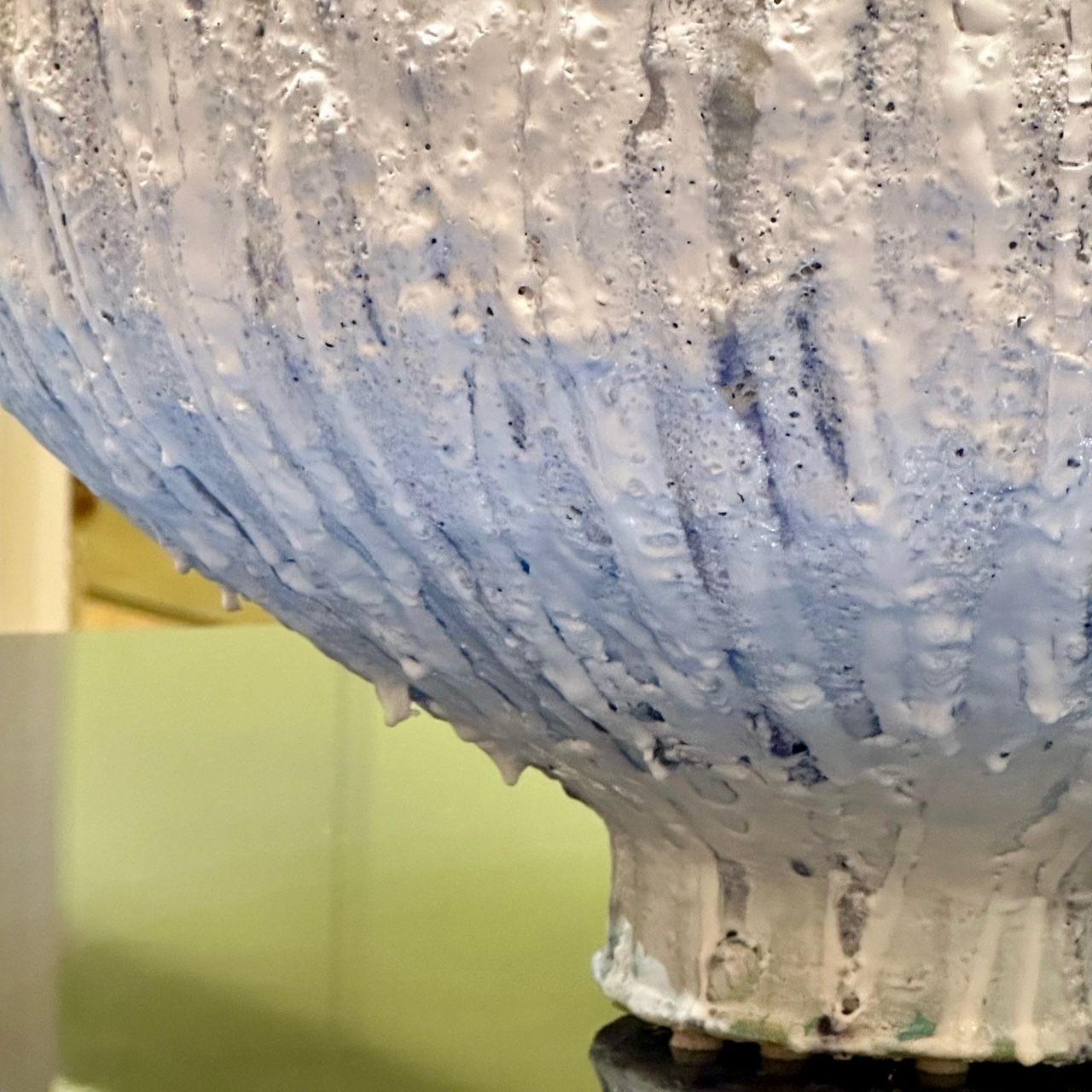 Jon Tierney, Contemporary, Large Modern Moon Jar, Glazed Ceramic, White and Blue For Sale 3